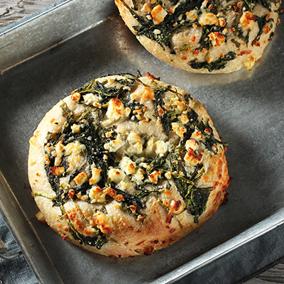 Focaccia Spinat und Hirtenkäse