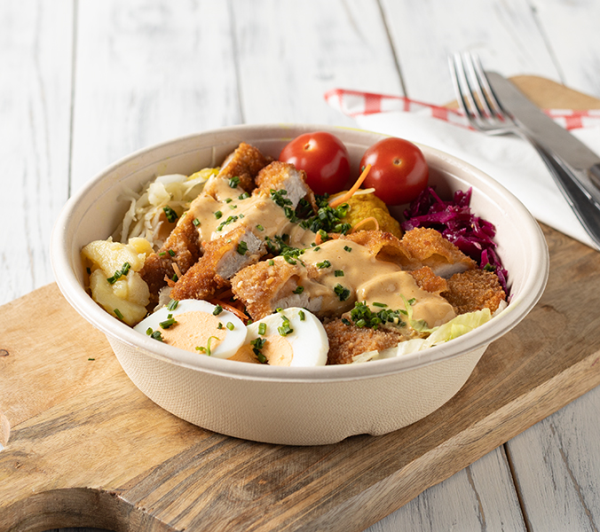 Bowl mit Schnitzel