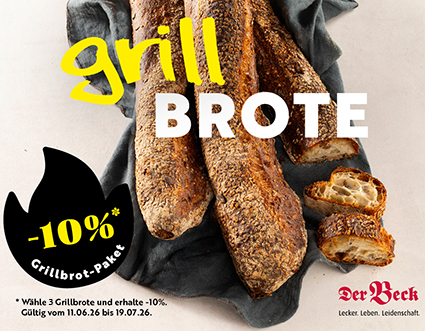 Drei Stangen KernKraft-Baguette auf einem blauen Leinentuch