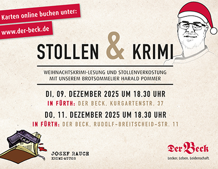 Plakat mit den Veranstaltungsdaten zu Stollen & Krimi